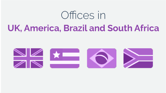 Offices in UK, America, Brazil and South Africa